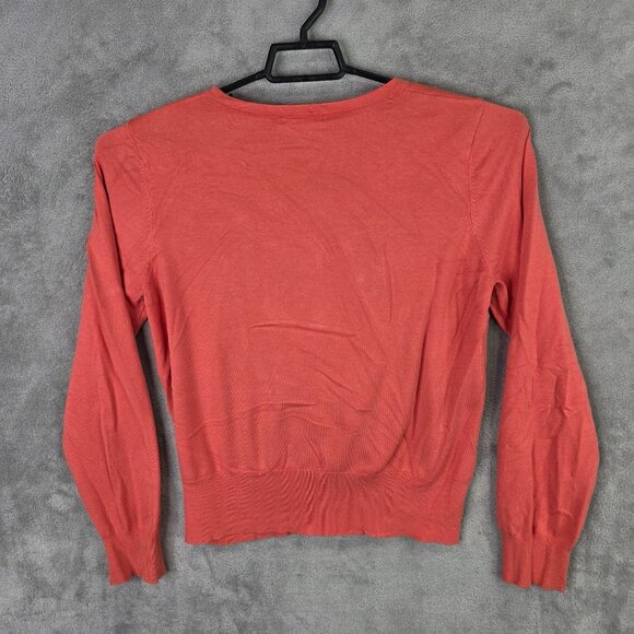 Womens Audrey & Grace Coral Cardigan Floral Detail Button Up Silk Blend Size XL - Picture 4 of 8